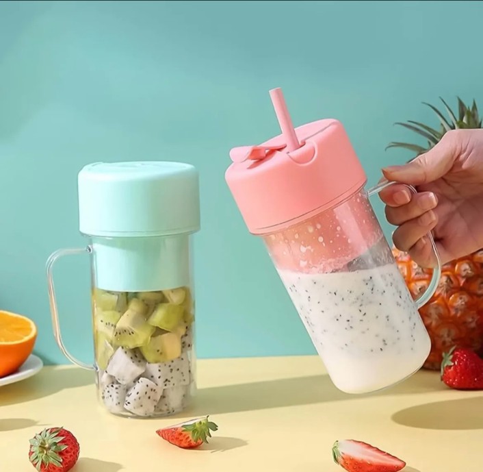 Portable Mini Crusher Juicer – USB Rechargeable Electric Juice Cup with Straw