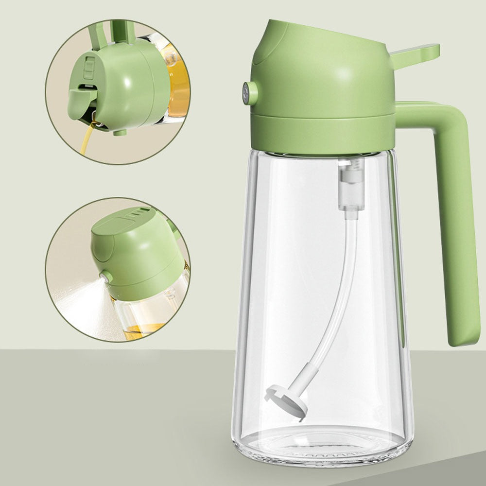470ml Kitchen Glass Oil Sprayer Bottle | 2‑in‑1 Olive Oil Dispenser | Transparent Premium Quality