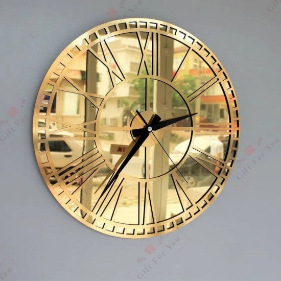 Roman Numbers Clock Gold Frame and Black Clock | Wall Decor | Wall Clock 3D acrylic Wall clock