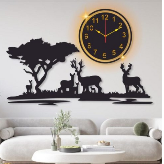 3D Jungle Wooden Wall Clock