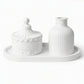 Aesthetic 3-Piece Organizer & Home Decor Set with Oval Tray, Mini Vase & Decorative Storage Box | Vanity, Coffee Table & Bedroom Decoration