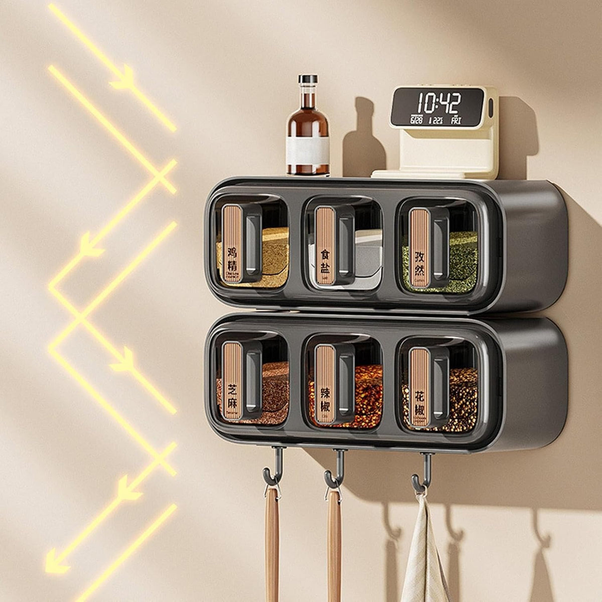 Wall Mounted Box Condiment Containers Space Saving Storage Durable Transparent Kitchen Organizer