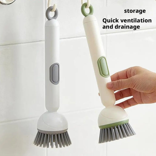 Kitchen Cleaning Adjustable Handle Brush With Soap Dispenser